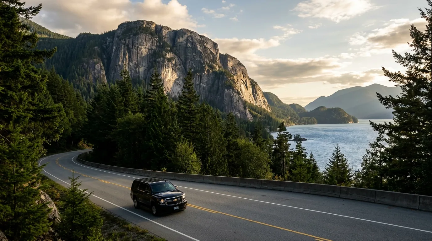 Black Chevrolet Suburban on the open highway